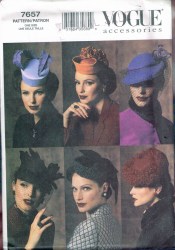 7657 VOGUE VINTAGE 6 HATS, FLOWERS, FEATHERS, VEIL PATTERN